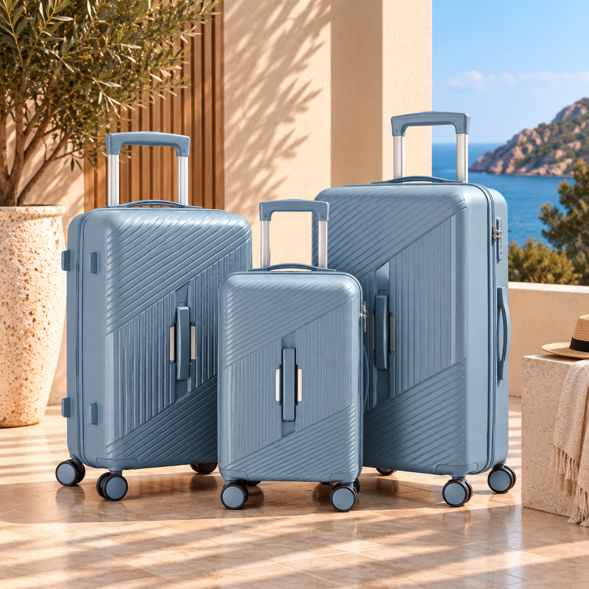 Pack 3 valises de voyage bleu Valora