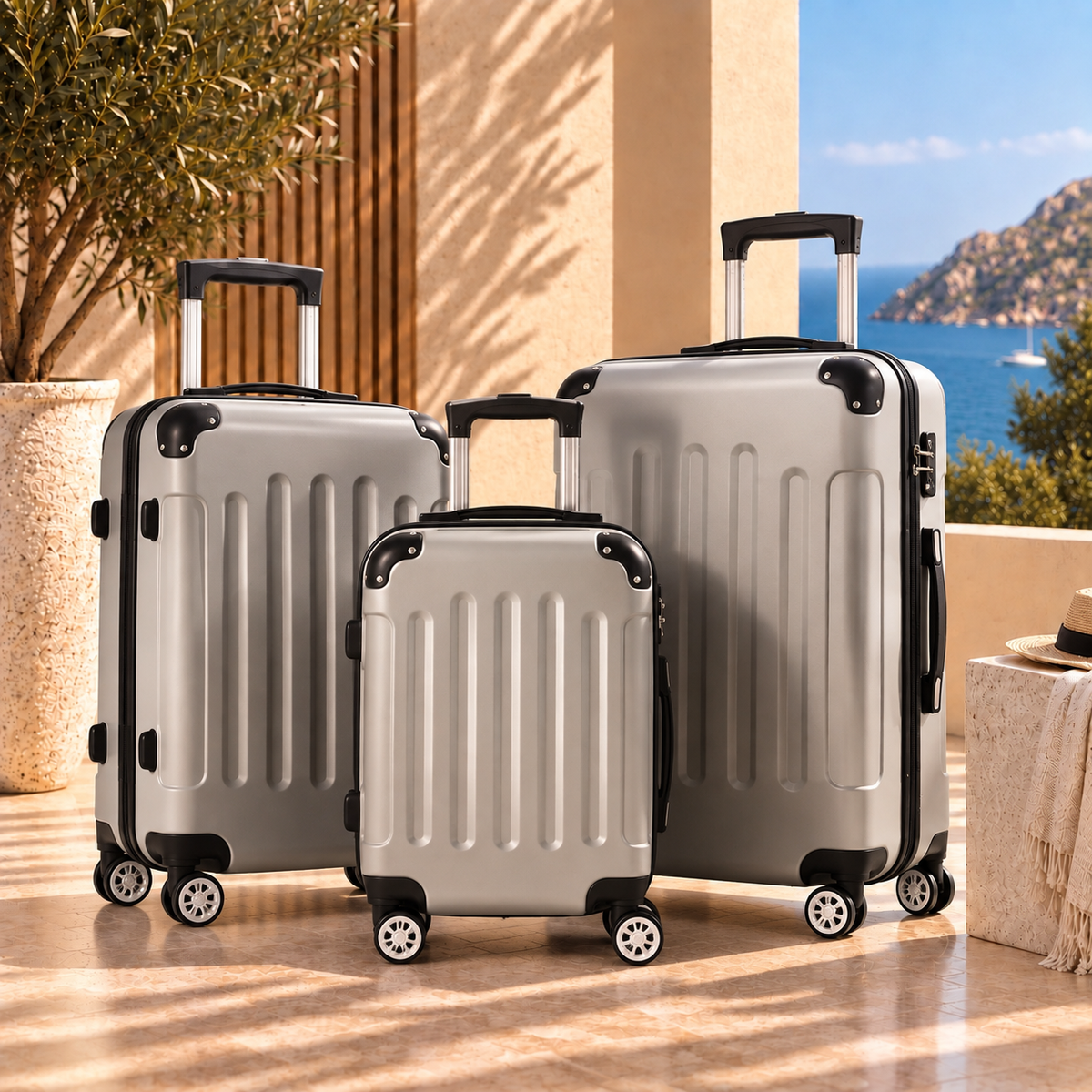 Pack 3 valises gris Valora