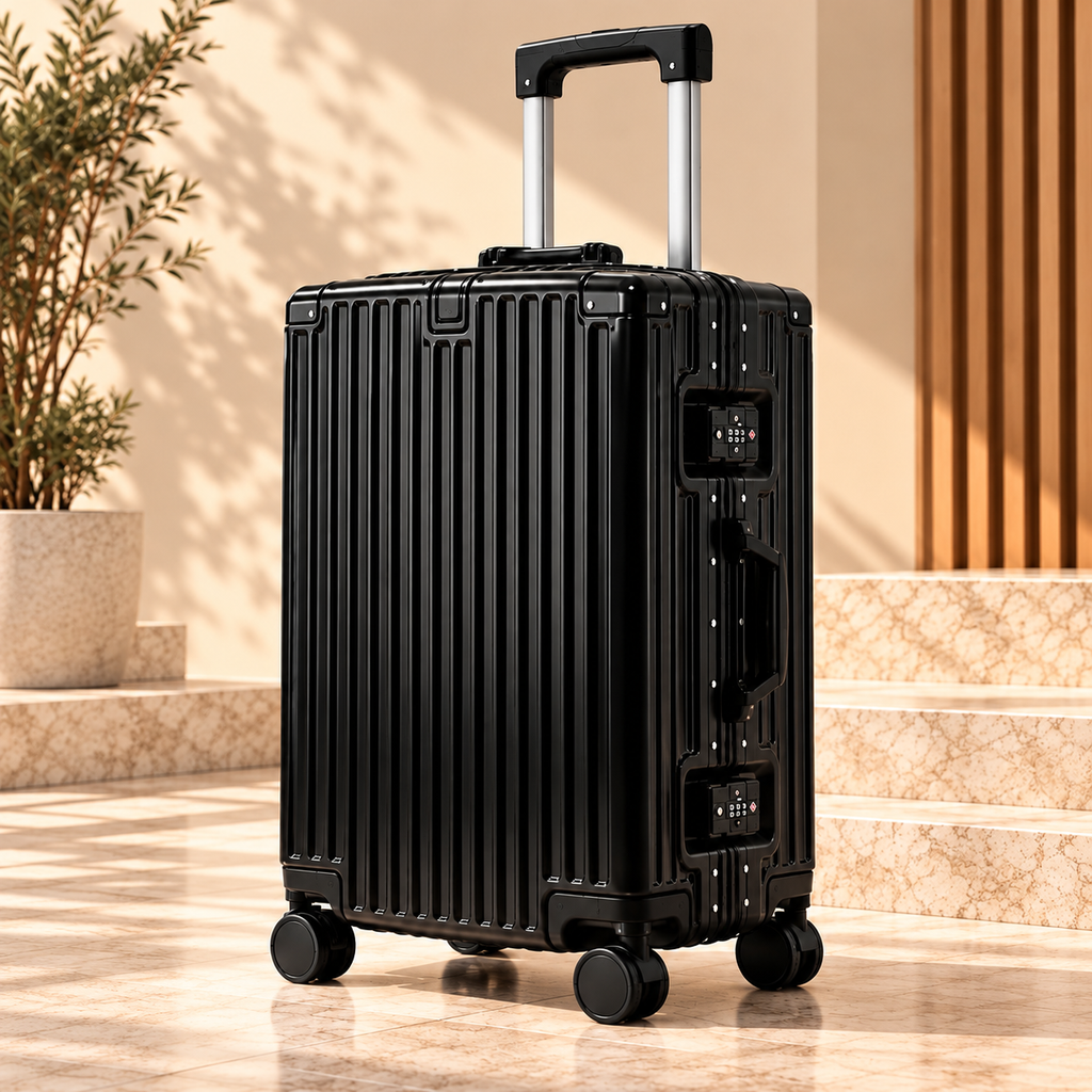 Valise Tech Travel noir – Chargeur USB vu de face