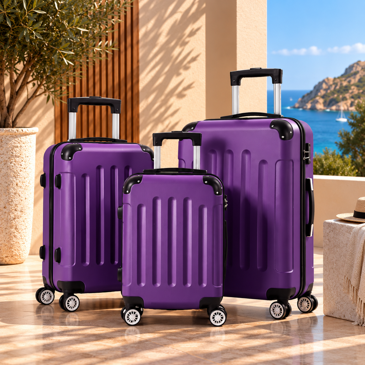 Pack 3 valises violet Valora