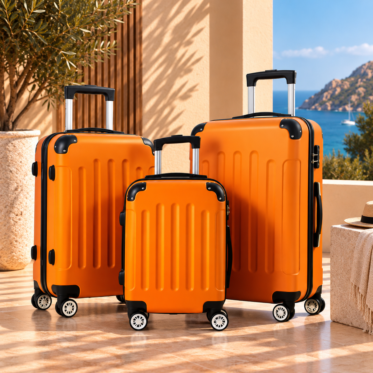 Pack 3 valises orange Valora