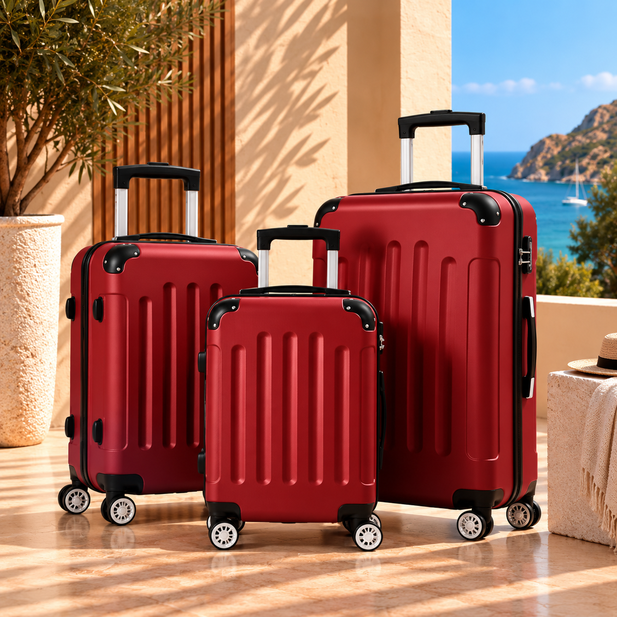 Pack 3 valises rouge Valora
