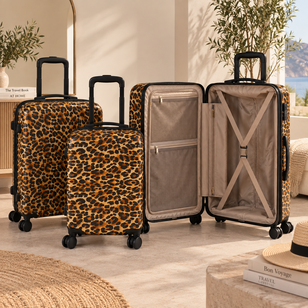 🐆 Pack Baddies – 3 Valises Léopard 20 24 et 28 pouces