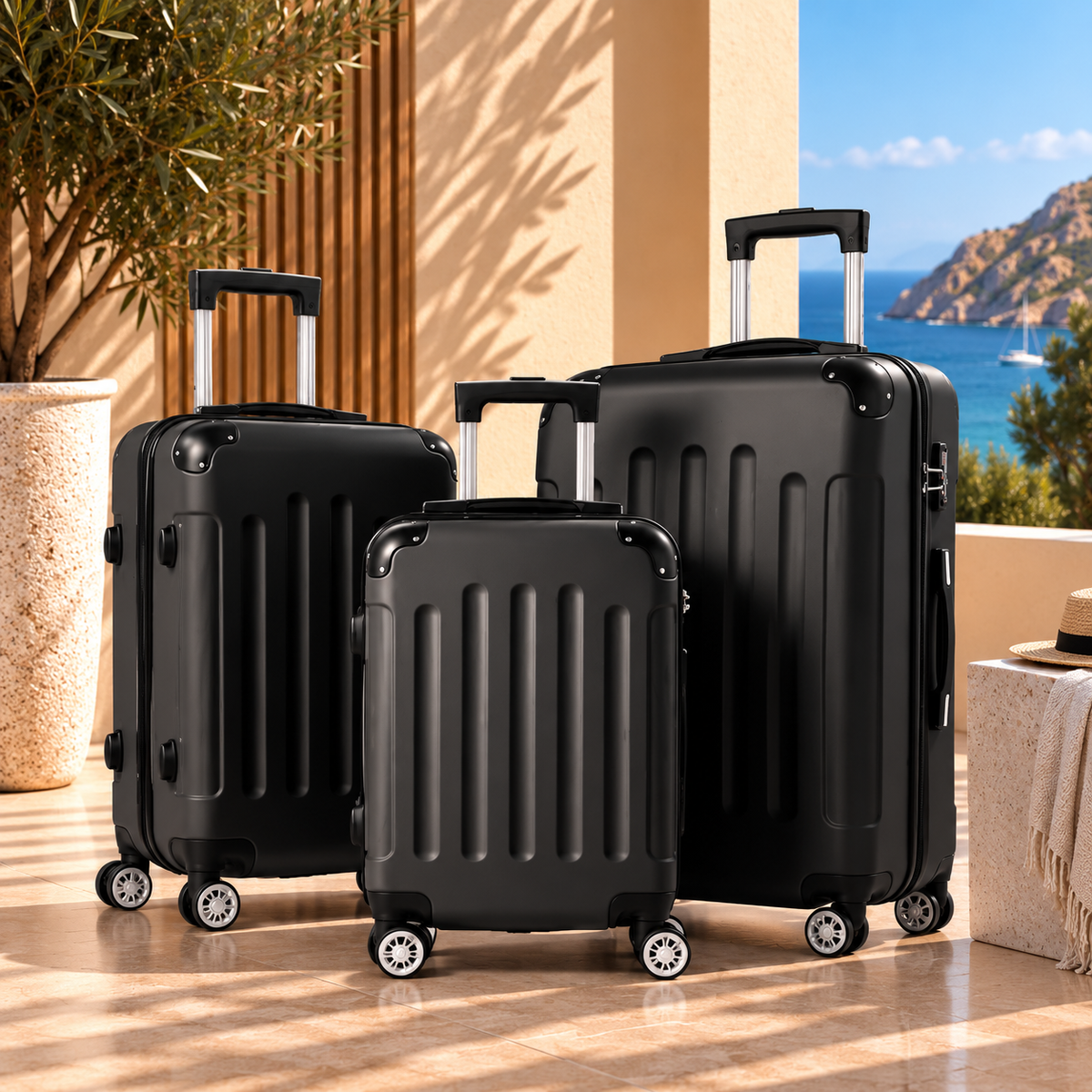 Pack 3 valises noir Valora