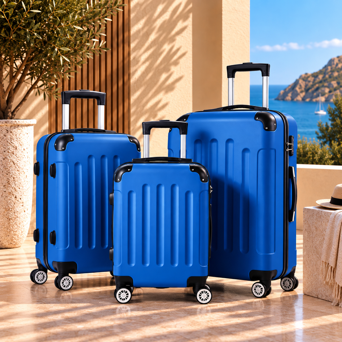 Pack 3 valises bleu Valora